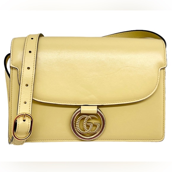 Gucci New GG Azalea Ring Logo Butter Yellow Leather Shoulder Timeless Purse Bag - Picture 1 of 15